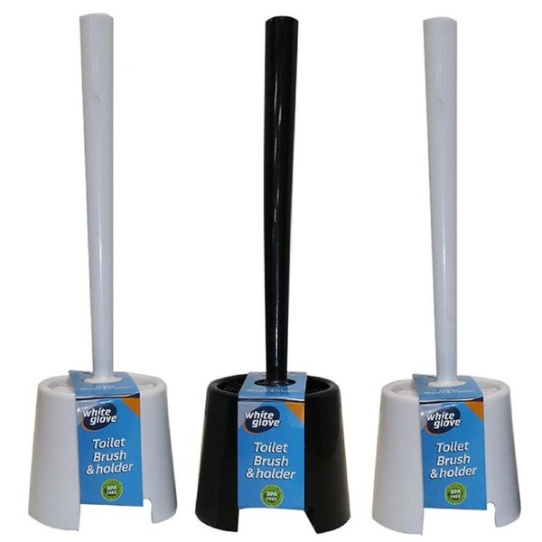 3x White Glove Essentials Toilet Brush w/ Holder Bathroom Cleaning Scrubb Asst.