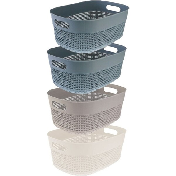 4x Boxsweden Logan Baskets Small 23cm Home Storage Organiser Containers Assort.
