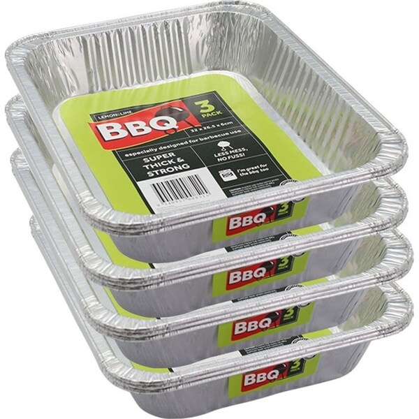 12x Lemon & Lime Foil Tray Rect Shelf Ready 32cm Home Oven BBQ Roasting Cookware