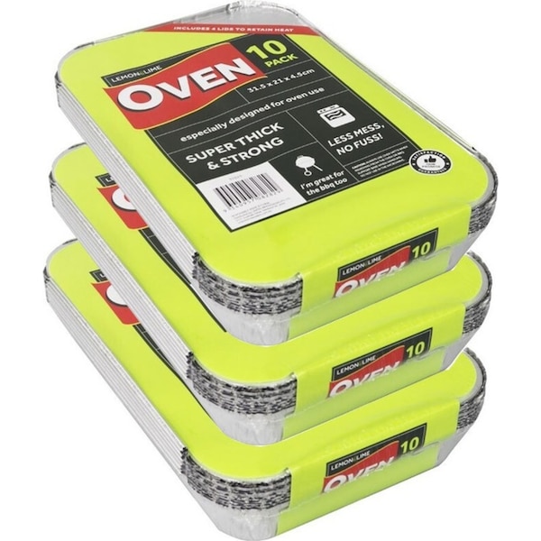 30PK Lemon & Lime Foil Container 31.5cm w/ Lid Shelf Ready Home Kitchen Bakeware