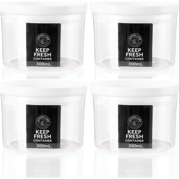 4x Lemon & Lime Crystal 300ml Airtight Canister 9.5cm Storage Container Jar CLR
