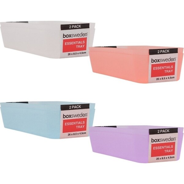 4x 2PK Boxsweden Essentials Storage Tray 26cm Home Kitchen Display Storage Asst