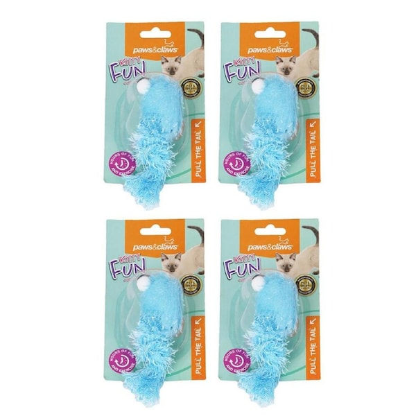 4x Paws & Claws Googly 22cm Vibrating Interactive Mouse Fun Toy for Cats Assort