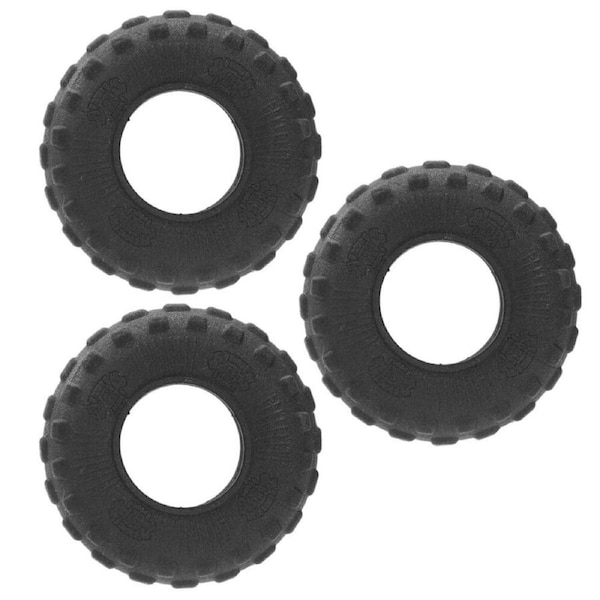 3x Paws & Claws All Terrain 9cm Rubber Tyre Dog Toy Pet Small Chew Teething BLK