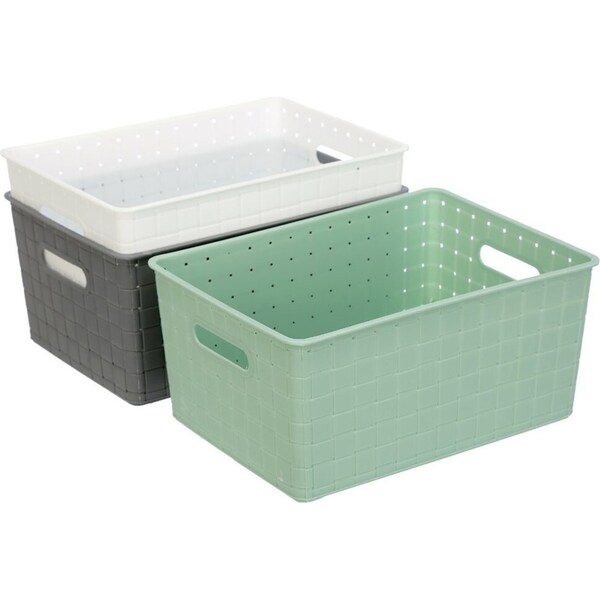 3x Boxsweden Logan Basket 32cm Home Office Storage Organiser Containers Assort.