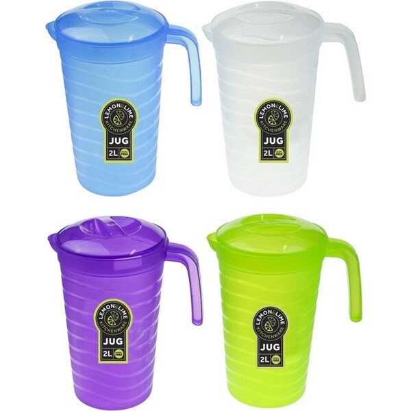 4x Lemon & Lime Pitcher 2.2L Water Home Drinking Jug Pouring Juice Pot Jar Asst.