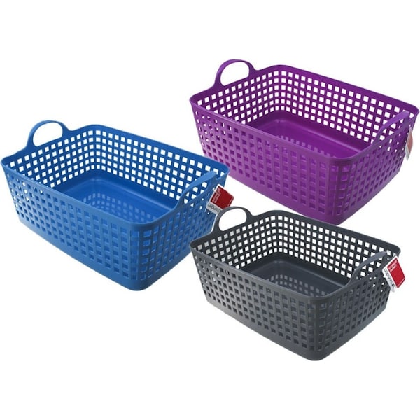 3x Boxsweden Basket w/ Handles X-Large 50cm Storage Container Organiser Assort.
