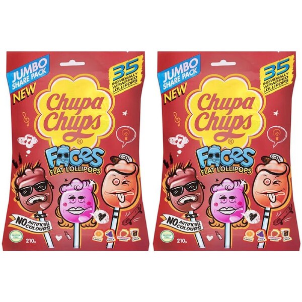 70pc Chupa Chups 420g Faces Flat Lollipops Sweets/Confectionery/Candy Food