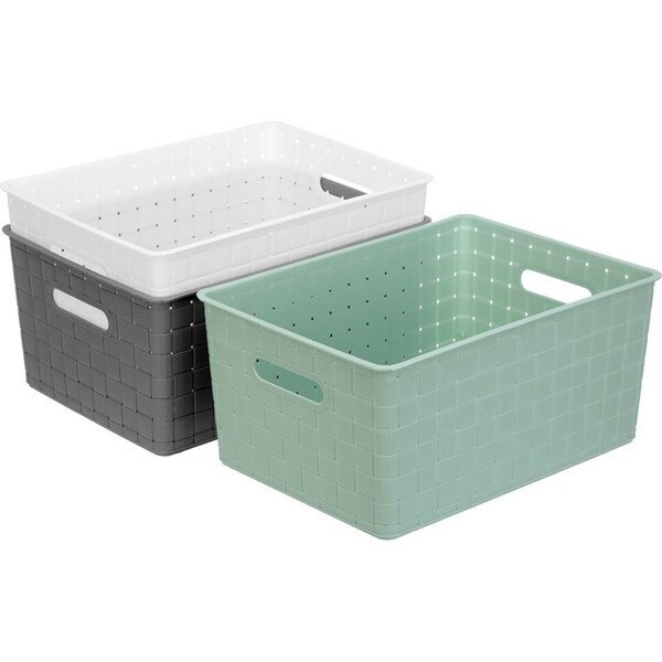 3x Boxsweden Logan Basket 39.5cm Home Office Storage Organiser Containers Asst.