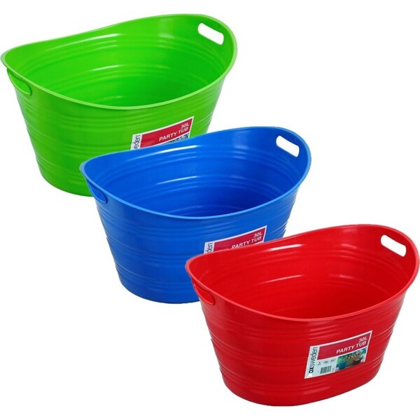 3x Boxsweden 30L Party Tub w/ Handles Ice Bucket Drinks Container Storage Asst.