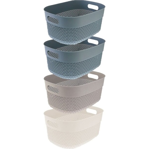 3x Boxsweden Logan Basket Medium 26.5cm Home Storage Organiser Containers Asst.