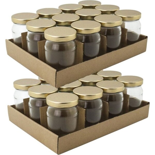 24PK Lemon & Lime Verona Glass Jar 150ml Gold Lid Home Kitchen Storage Container