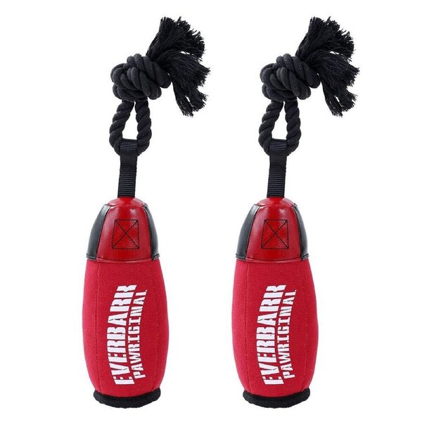 2x Paws & Claws 22cm Boxing Sand Bag Oxford Toy Fun Play Squeaky for Pet/Dog Red