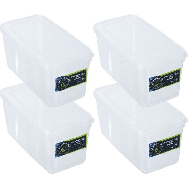 4x Lemon & Lime Keep Fresh 2L/23cm Food Storer Stackable Storage Container w/Lid