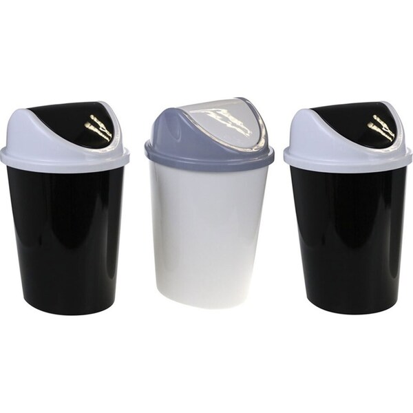 3x Boxsweden Trash Bin 11L w/ Swing Lid Garbage Container Waste Basket Assort.
