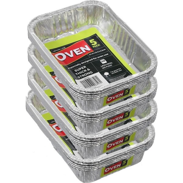 20PK Lemon & Lime Foil Tray Rectangle 21.5cm Shelf Ready Home Oven BBQ Cookware
