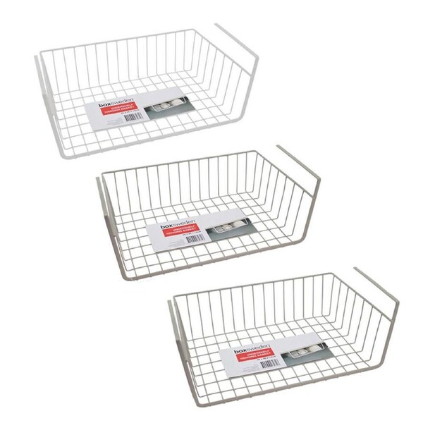 3x Boxsweden Wire Undershelf Hanging Basket 39cm Kitchen Cabinet Organiser Asst