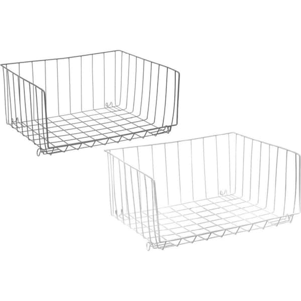 2x Boxsweden Wire Stackable Storage Basket 47cm Removable Organiser Holder Asst