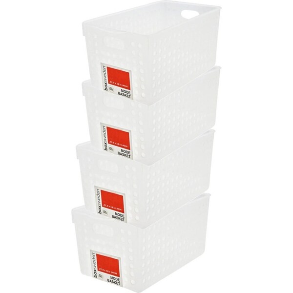 4x Boxsweden Mode Basket Deep 27.5cm w/ andles Storage Room Organiser Container