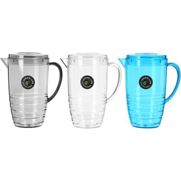 3x Lemon & Lime Wave Deco Pitcher 2.5L Drinking Jug Pouring Juice Pot Jar Assort