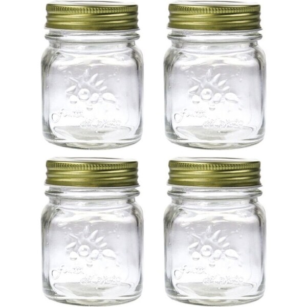 4x Lemon & Lime Roma 200ml Glass Conserve Jar 8cm Home Kitchen Storage Container