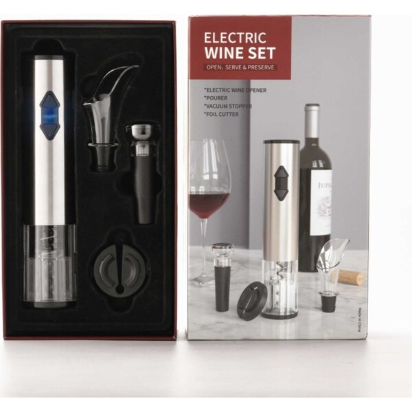 Electric Wine Bottle Opener Set - Automatic Corkscrew Pourer Pump Sealer Cutter