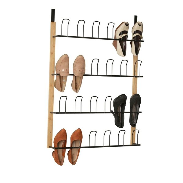Bamboo Shoe Rack Wall Mounted Over Door 12 pairs