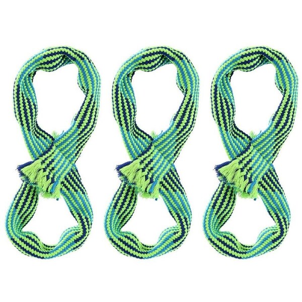3x Paws & Claws 33cm Tug-Of-War Infinity Rope Dog Chew Toy w/ Squeaker BL/GRN