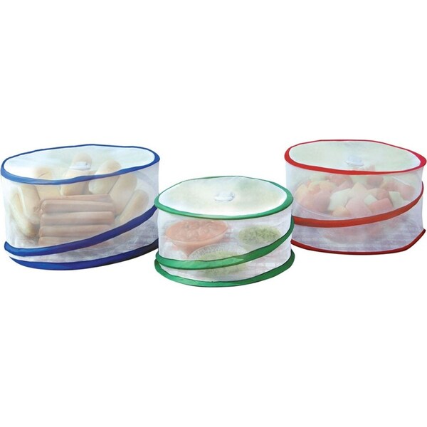 3pc 30/35/40cm Pop Up Food Covers Nylon Mesh Red/Blue/Green Home/Outdoor Dining