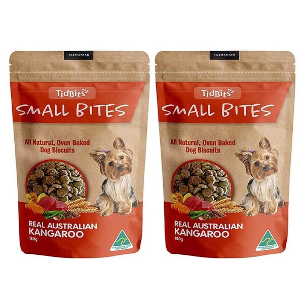 2x Tidbits 180g Small Bites Dog/Pet Biscuits Kangaroo Treats Healthy Oven Baked