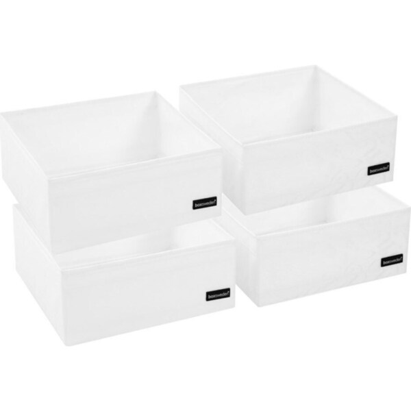 2x 2PK Boxsweden Kloset Storage Cube 28cm Square Organiser Tray Container White