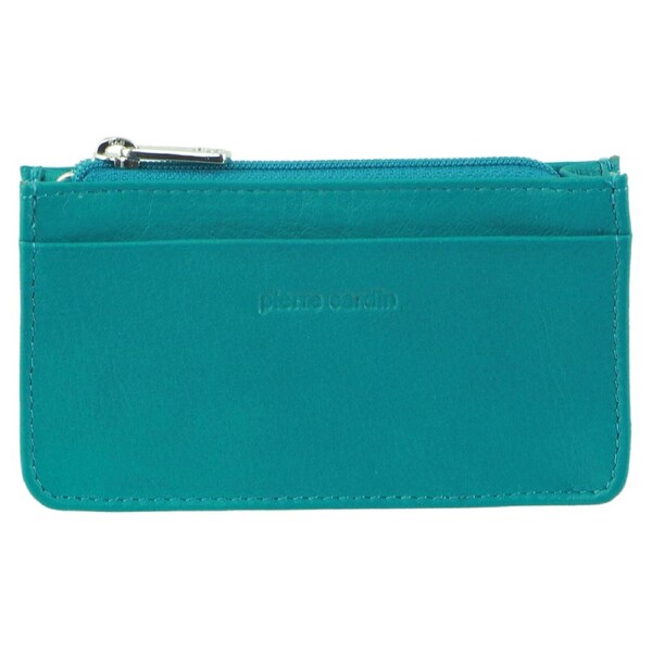Pierre Cardin Ladies Womens Soft Italian Leather Coin Purse Holder Wallet - Turquoise