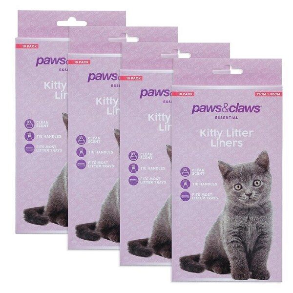 40PK Paws & Claws 72cm Scented Kitty Poo Cleaning Liners for Cat Litter Trays