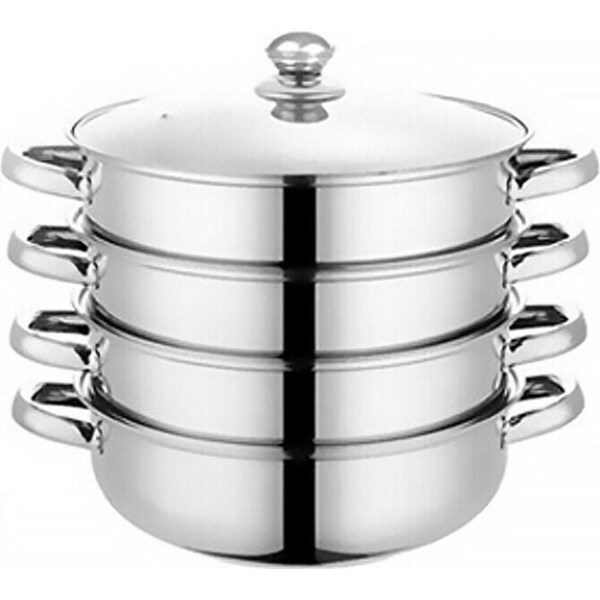 Ozoffer 4Tier Stainless Steel Steamer Meat Vegetable Cooking Steam Pot Kitchen Tool