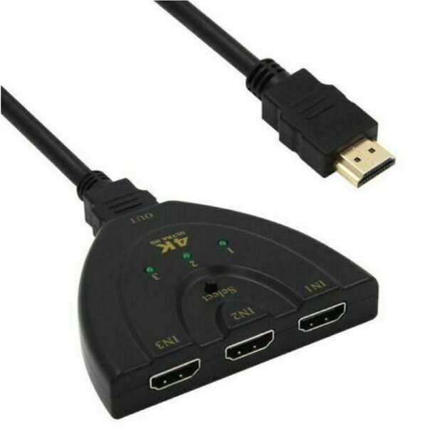 4K Ultra HD 3 Way HDMI Switch Box Splitter 1080P HDTV Auto 3 Port IN 1 OUT Cable
