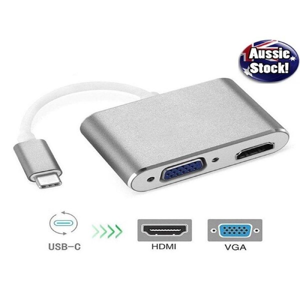 USB 3.1 Type-C to Female VGA & HDMI Hub with 4K