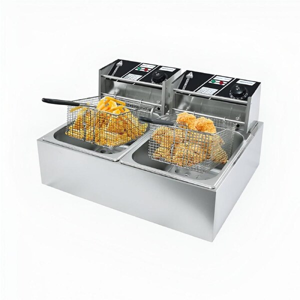 20L Bench Top Commercial Electric Deep Fryer Double Stainless Steel AU 2500W