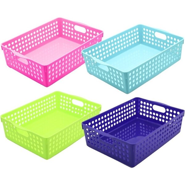 4x Boxsweden Mode Neon Basket 30cm Cleaning Storage Organiser Container Assort.