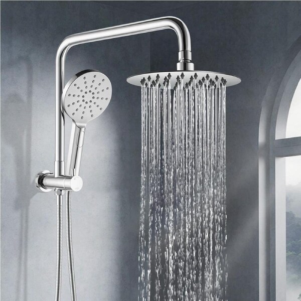 ACA WELS Round 8'' Ultrathin Rainfall Shower Head Station 3-MODE Handheld Set Diverter Chrome