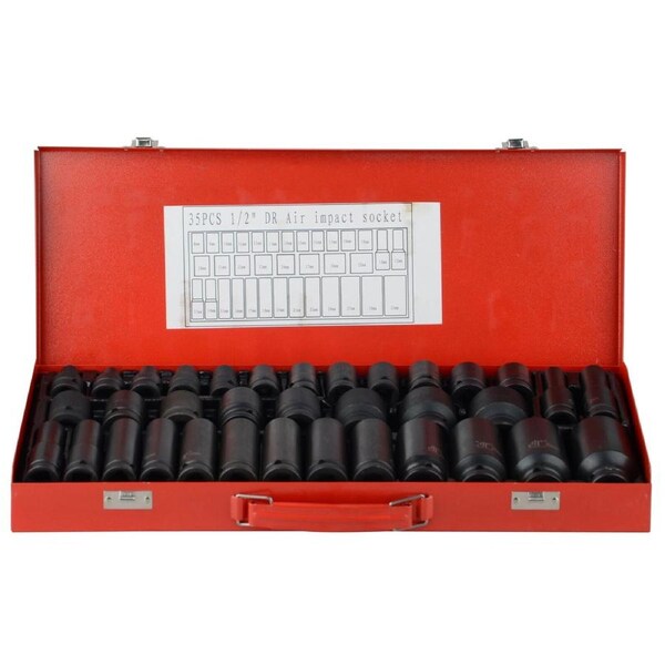 35 pcs 1/2" Drive Deep Impact Socket Tool Set Metric Garage Workshop Tools 8-32MM