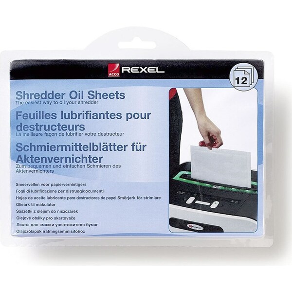 12pc 21cm Rexel Shredder Oil Sheets f/ Non Auto Oiling Shredders Maintenence
