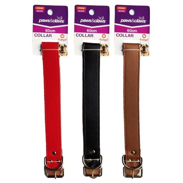 3x Paws & Claws Premium Original Dog 60cm Collar Adjustable Pet Neck Strap Asst.