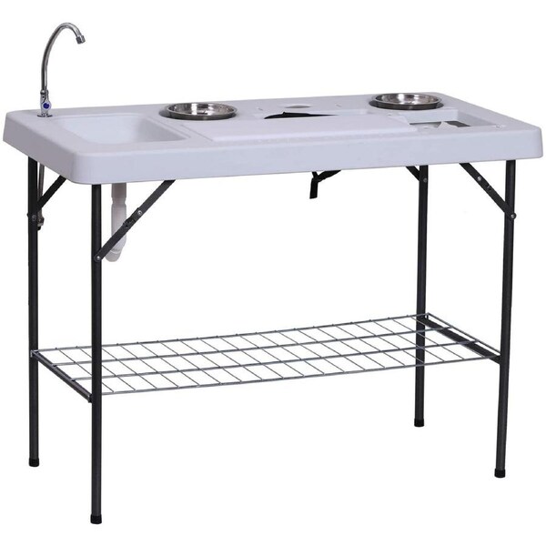 KASA Portable Fish Table Kitchen Sink Outdoor Camping Barbecue