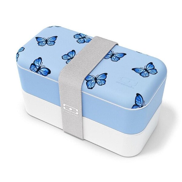 Monbento Original Graphic 1L Carry-on Lunch Bento Box Food Container- Blue Butterfly