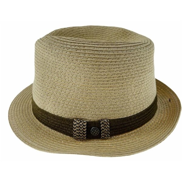 Dents Mens Straw Hat Toyo Trilby Fedora Summer Sun Stingy Brim - Natural/Brown S/M