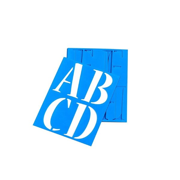 9pc Sandleford 100mm Plastic Stencil Kit Letters/Numbers Nueva for Paints Blue