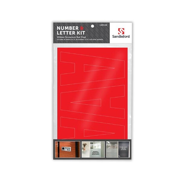 Sandleford 150mm Vinyl Letters/Numbers Stickers/Adhesive Franklin Gothic Red