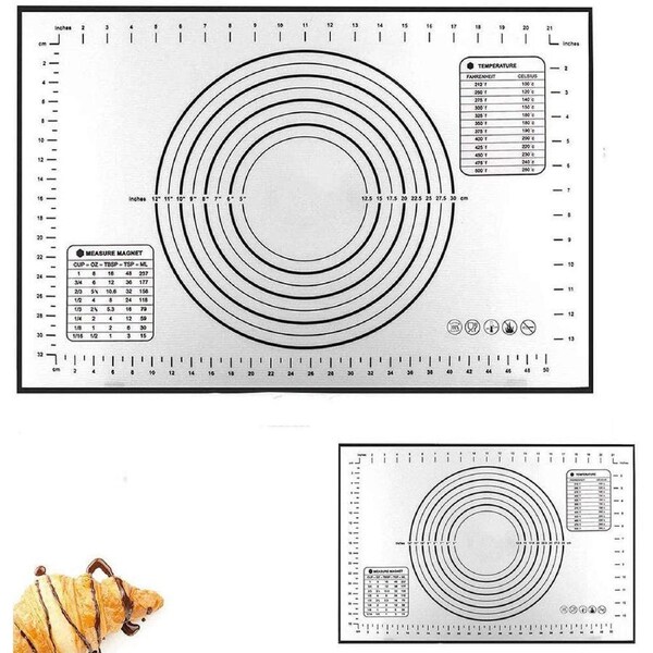 Silicone Pastry Baking Mat with Measuring Guide Non-Stick Fondant oven liner Black 40cm*60cm