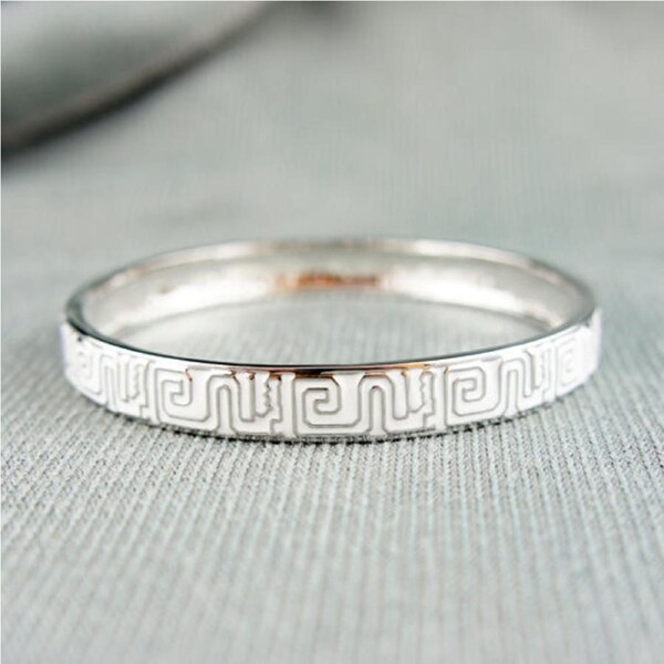 18k white Gold plated enamel bangle bracelet