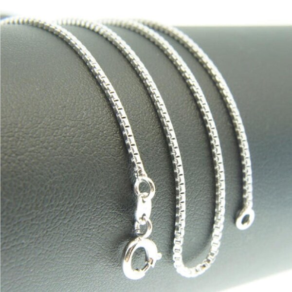 18k White Gold F 46cm 18'' necklace 1mm solid box chain for pendant AUS MADE
